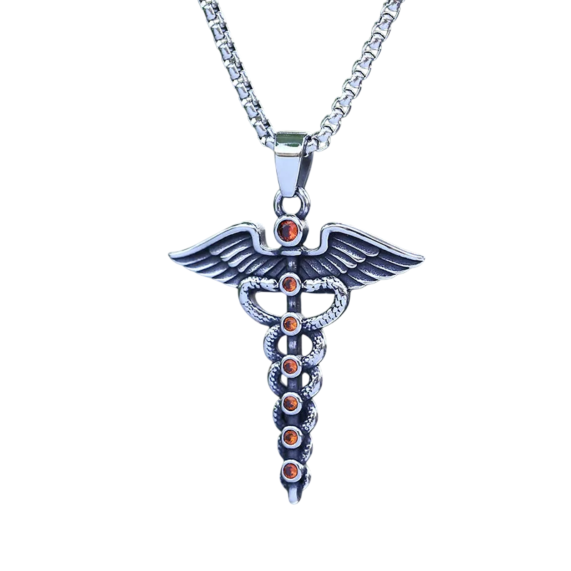 Pendentif Caducée de Mercure Rubedo