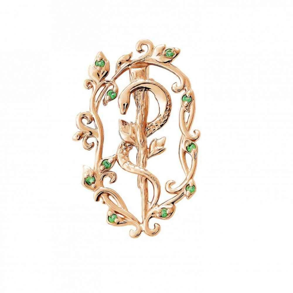 Broche Caducée d'Asclépios Mandorla
