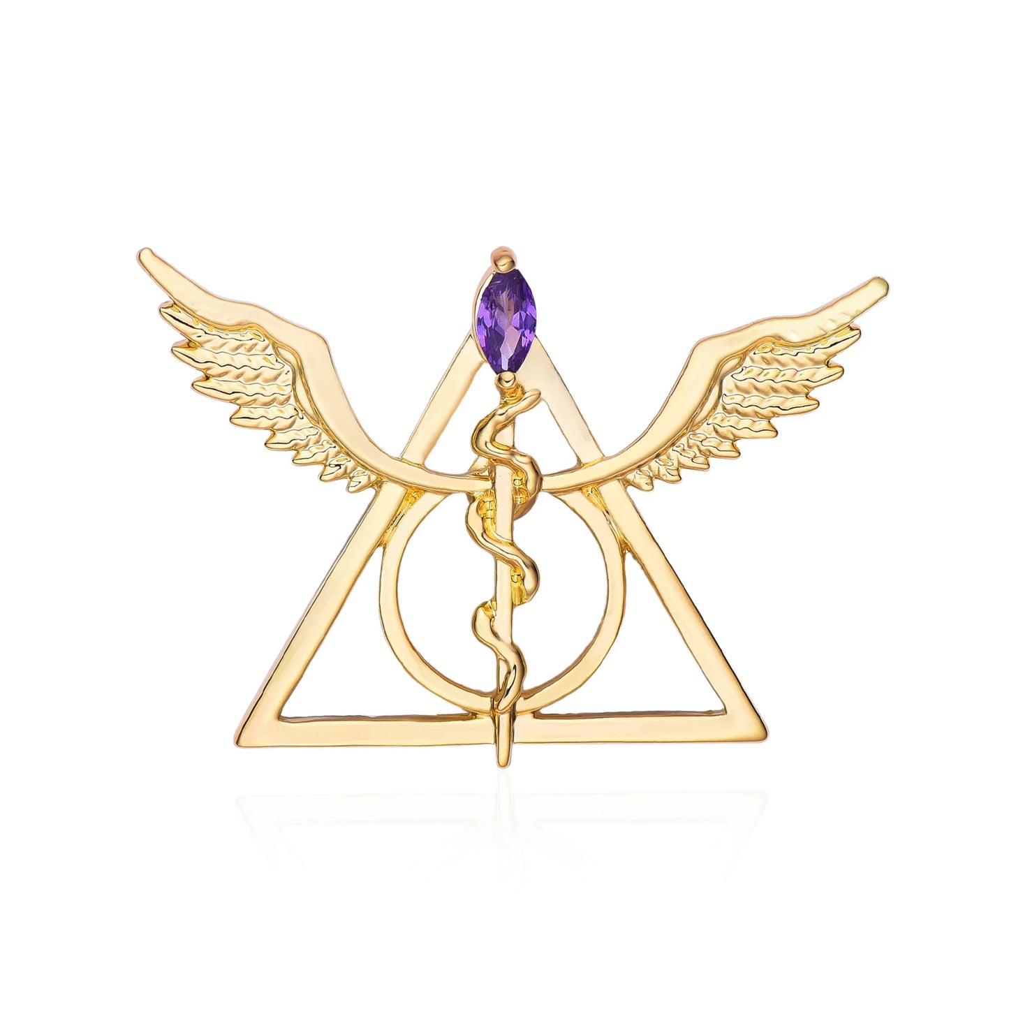 Broche Caducée d'Asclépios Alchimique