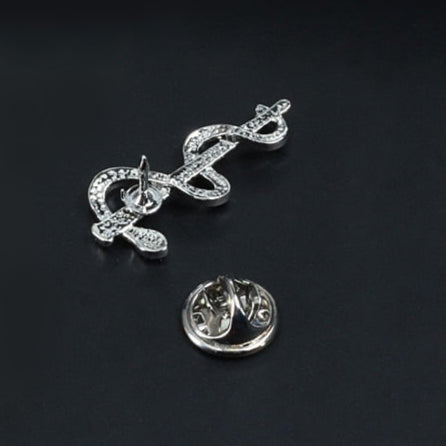 Broche Caducée au serpent unique sur fond (Verso)