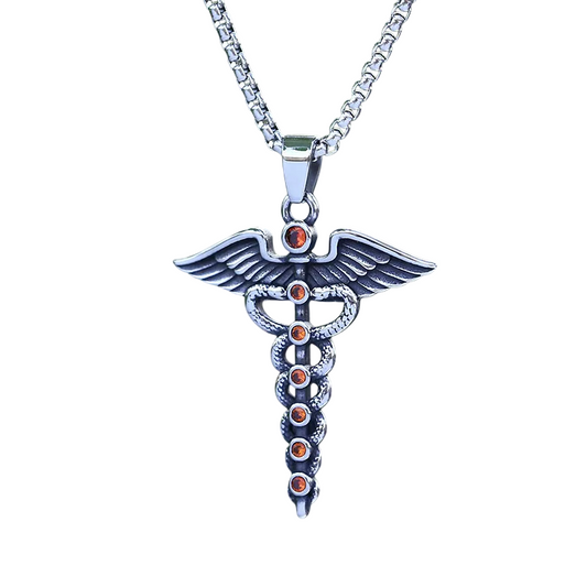 Pendentif Caducée de Mercure Rubedo