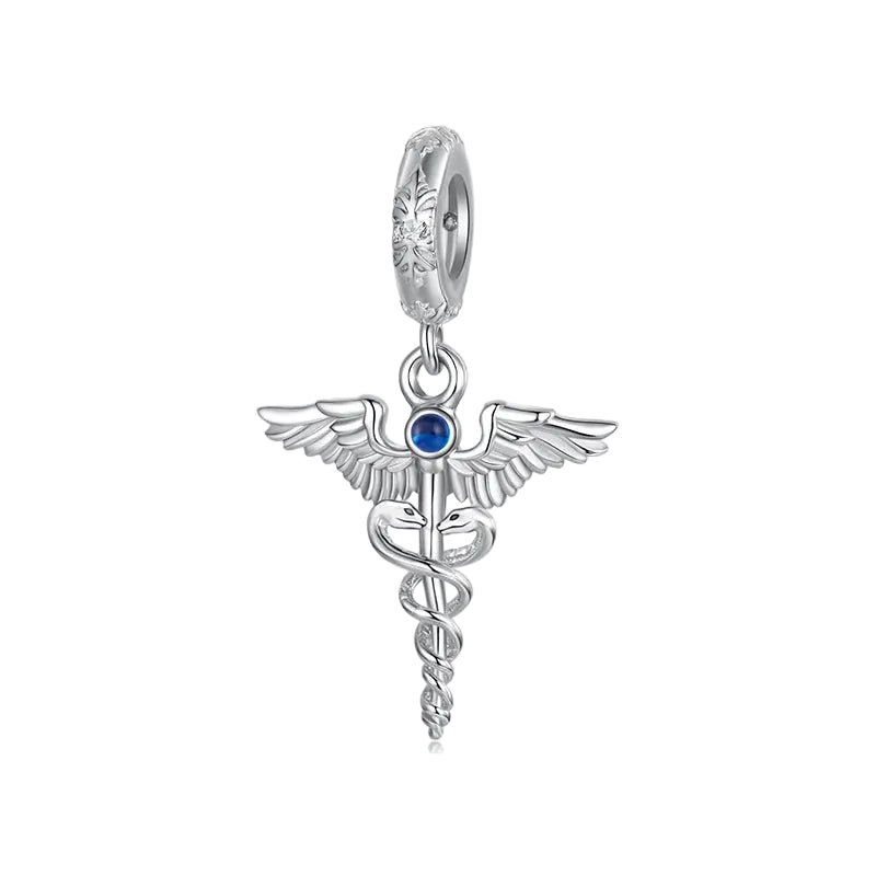 Pendentif Caducée de Mercure Blue Crown