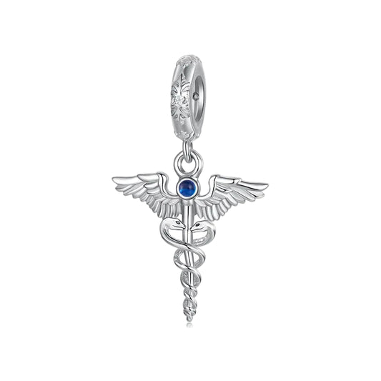 Pendentif Caducée de Mercure Blue Crown