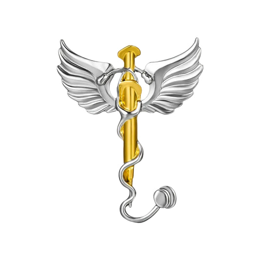 Broche Caducée Seringue et Stéthoscope