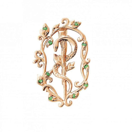 Broche Caducée d'Asclépios Mandorla