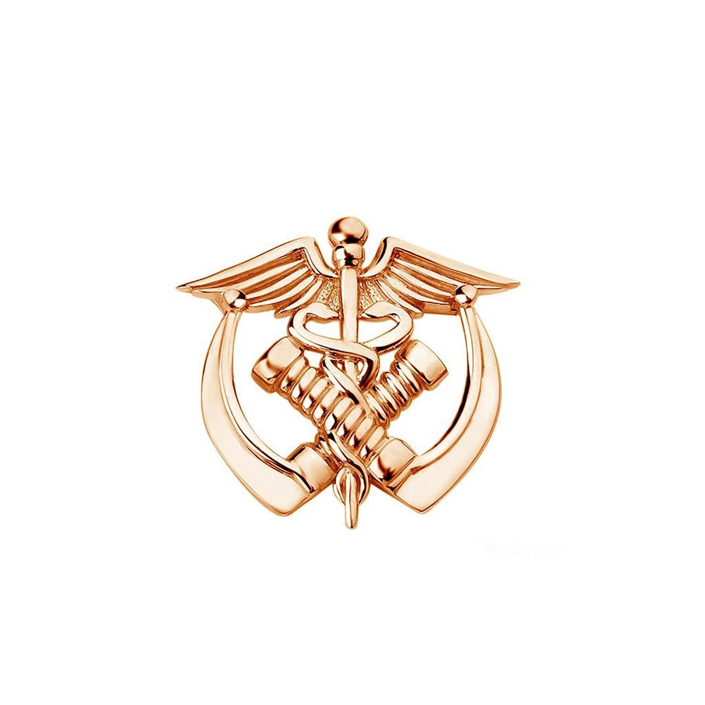 Broche Caducée Laryngoscope Doré