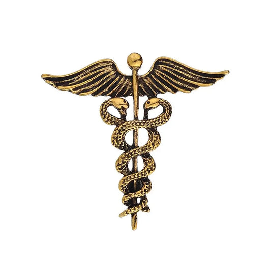 Broche Caducée Antique Ambre