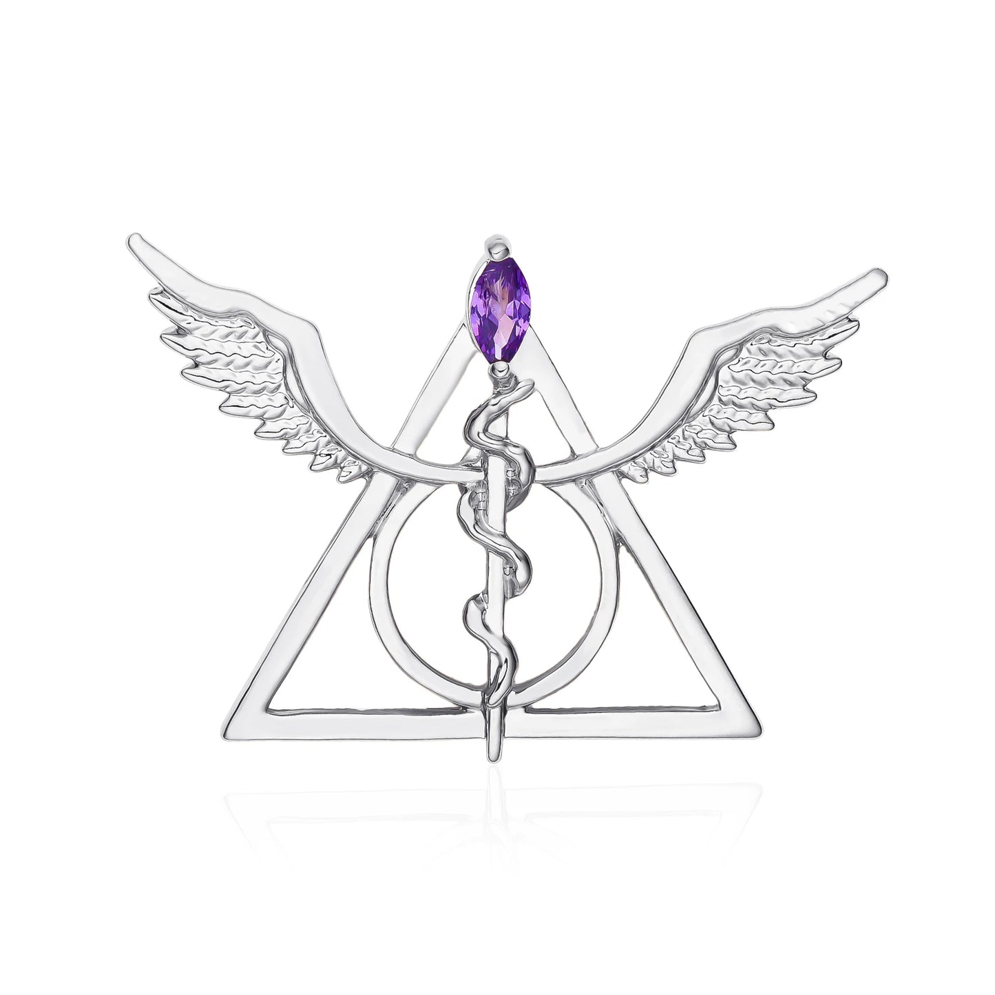 Broche Caducée d'Asclépios Alchimique