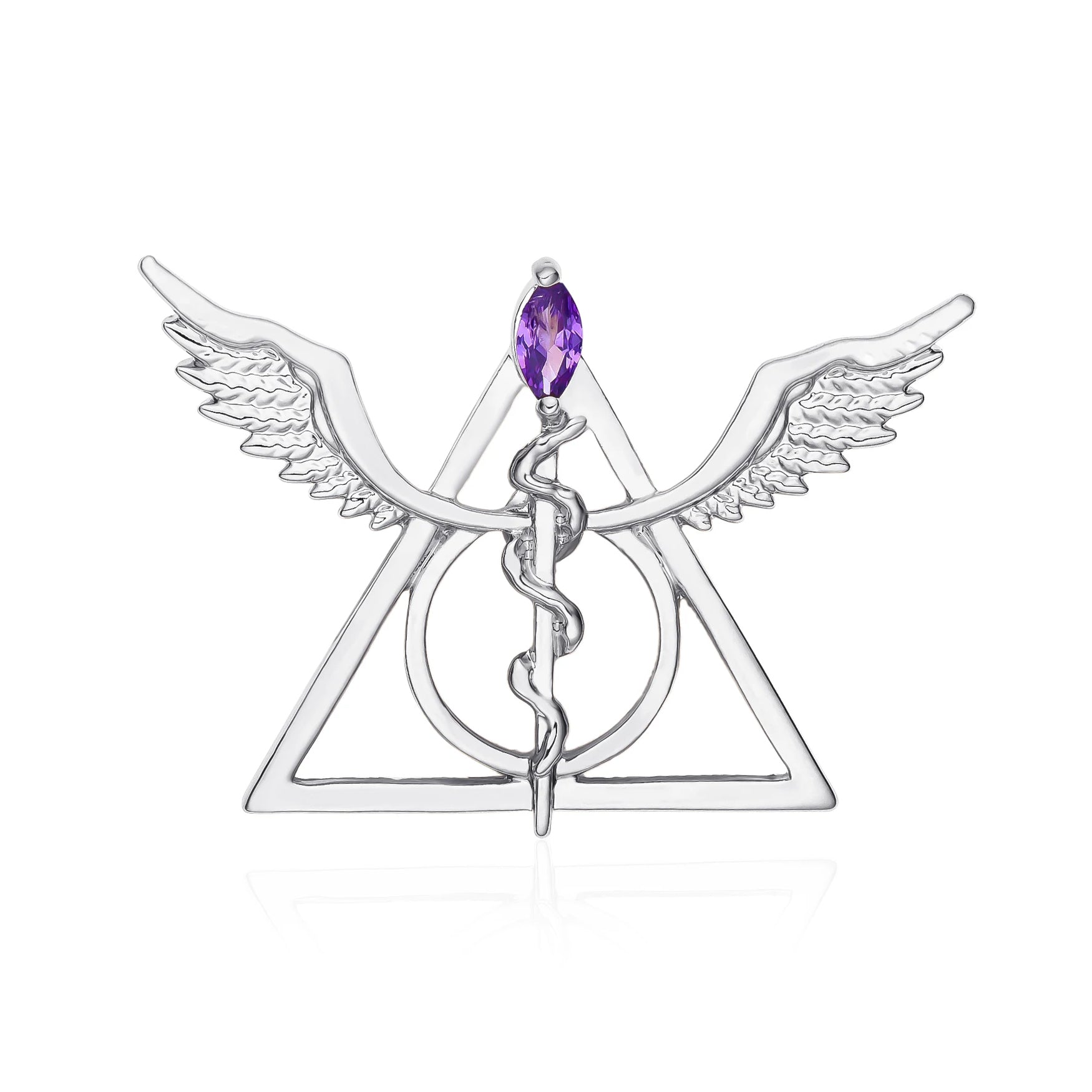Broche Caducée d'Asclépios Alchimique