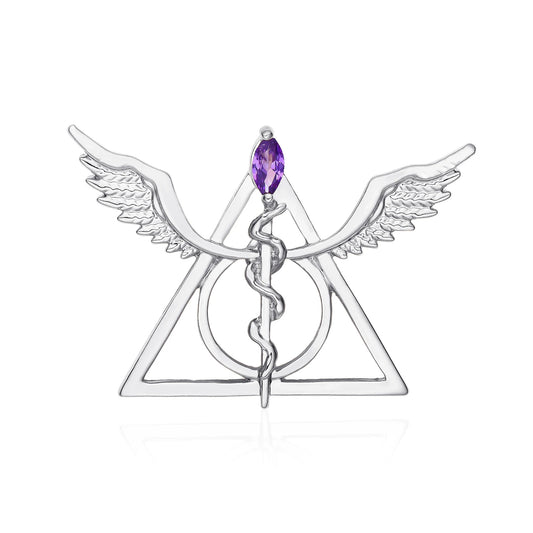 Broche Caducée d'Asclépios Alchimique