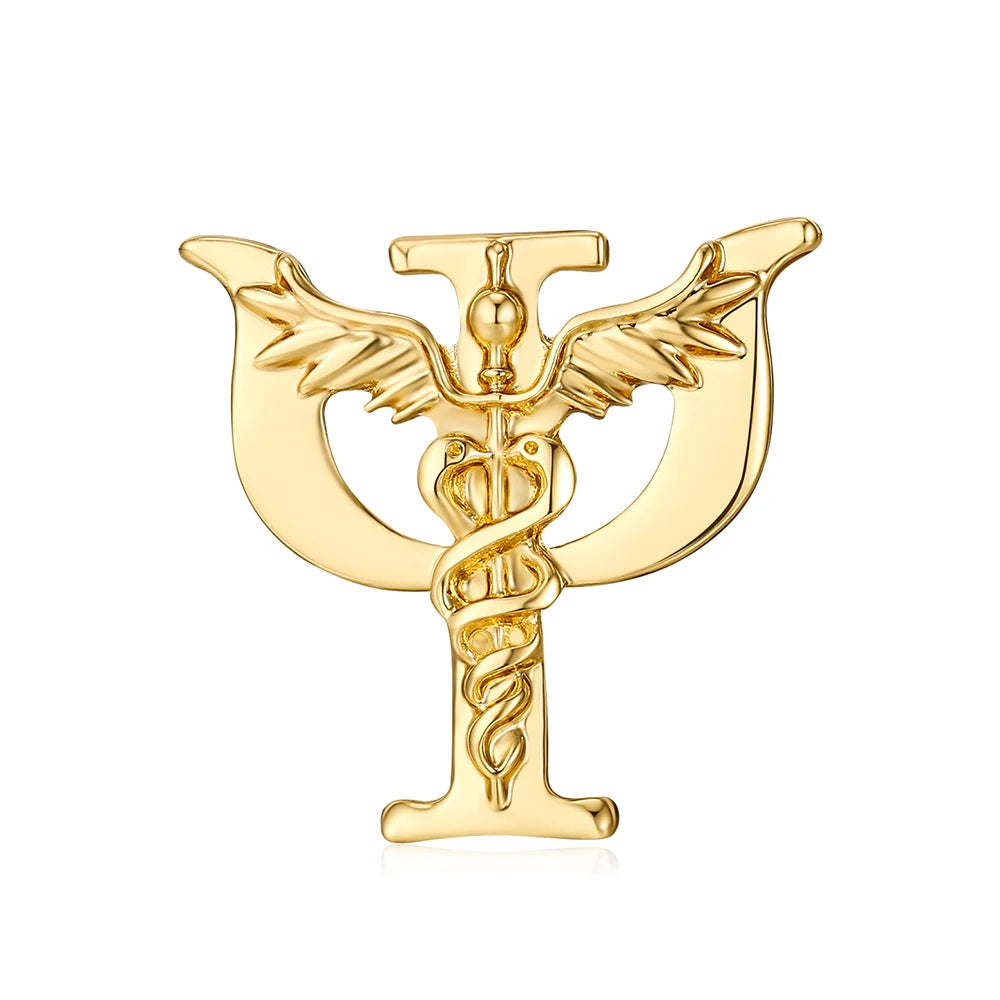 Broche Caducée Blonde Psi